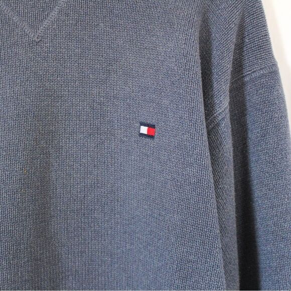 Vintage Tommy Hilfiger Heavy Knit Blue Long Sleeve Crewneck Sweater XL - Picture 2 of 6